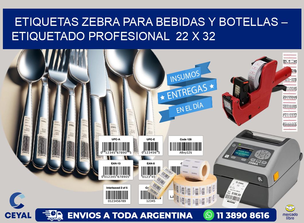 Etiquetas Zebra para Bebidas y Botellas – Etiquetado Profesional  22 x 32