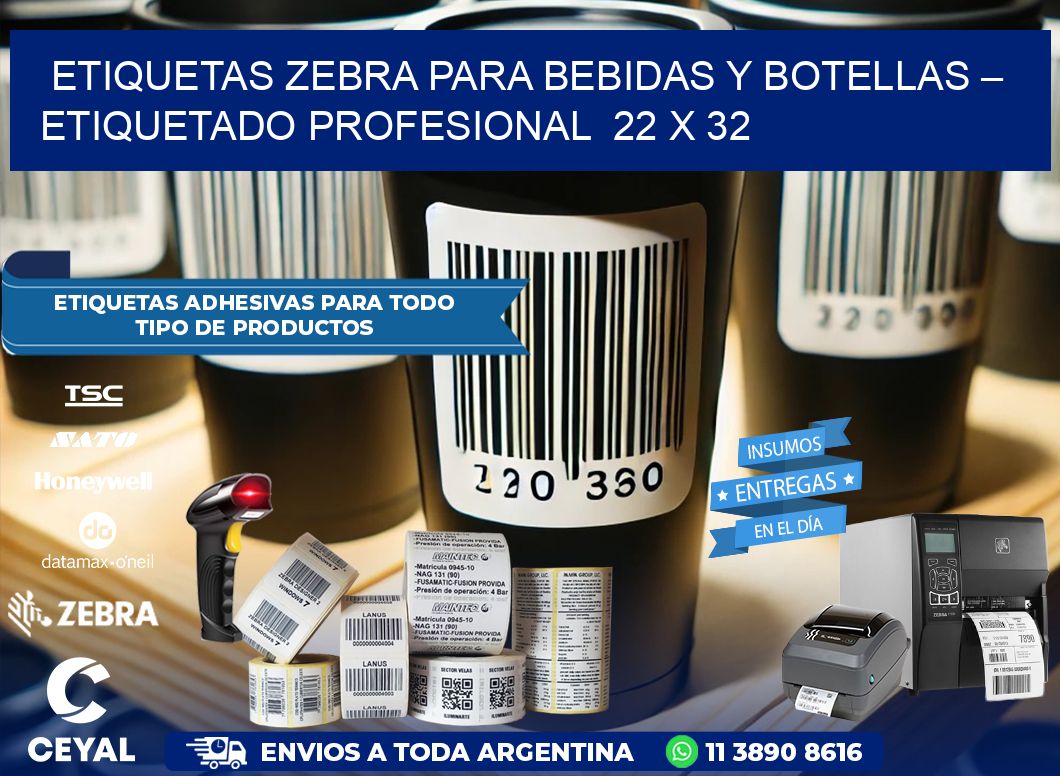 Etiquetas Zebra para Bebidas y Botellas – Etiquetado Profesional  22 x 32