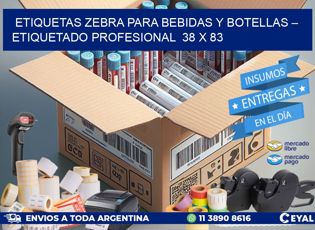 Etiquetas Zebra para Bebidas y Botellas – Etiquetado Profesional 38 x 83