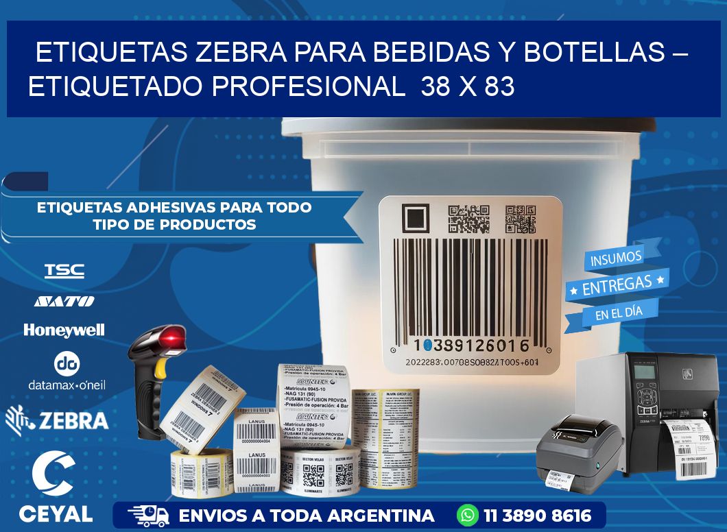 Etiquetas Zebra para Bebidas y Botellas – Etiquetado Profesional 38 x 83