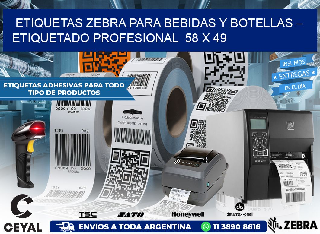 Etiquetas Zebra para Bebidas y Botellas – Etiquetado Profesional  58 x 49