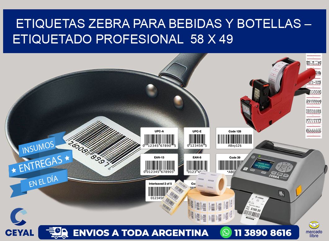 Etiquetas Zebra para Bebidas y Botellas – Etiquetado Profesional  58 x 49