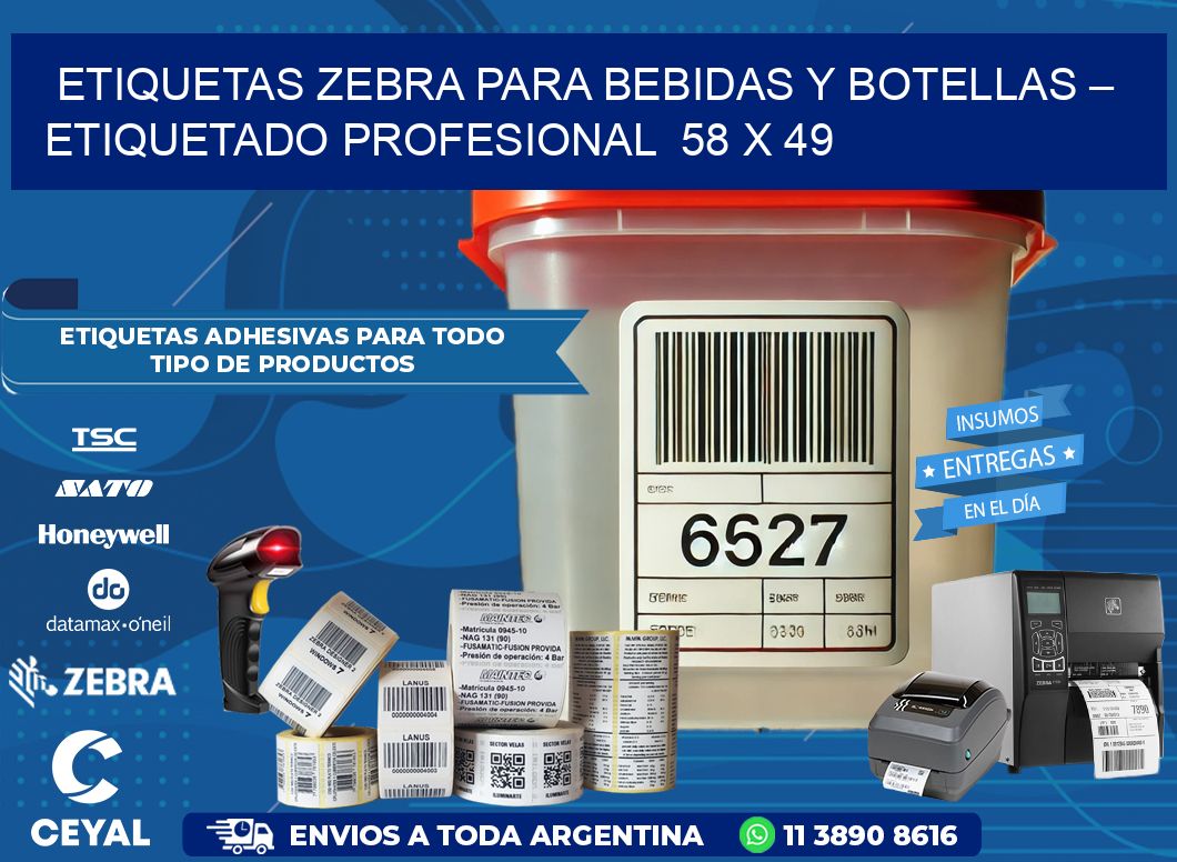 Etiquetas Zebra para Bebidas y Botellas – Etiquetado Profesional  58 x 49