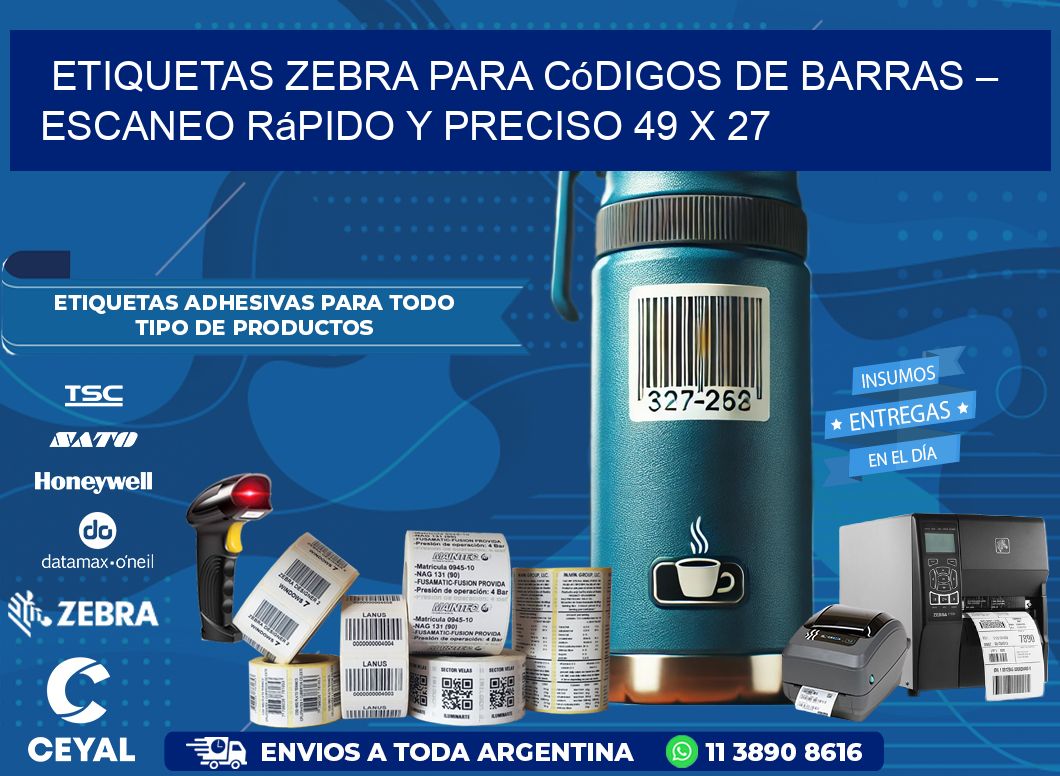 Etiquetas Zebra para Códigos de Barras – Escaneo Rápido y Preciso 49 x 27