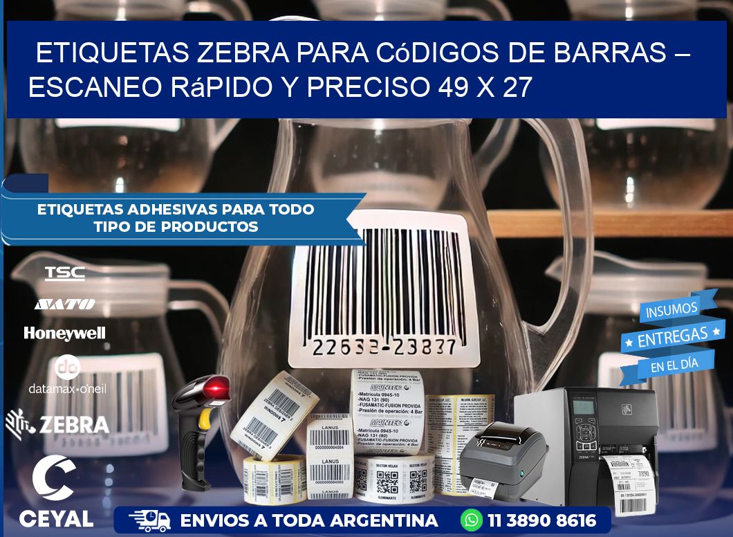 Etiquetas Zebra para Códigos de Barras – Escaneo Rápido y Preciso 49 x 27