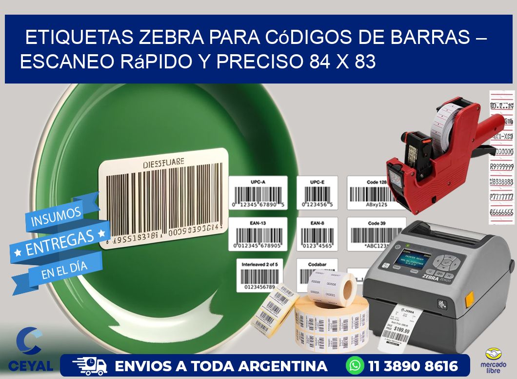 Etiquetas Zebra para Códigos de Barras – Escaneo Rápido y Preciso 84 x 83