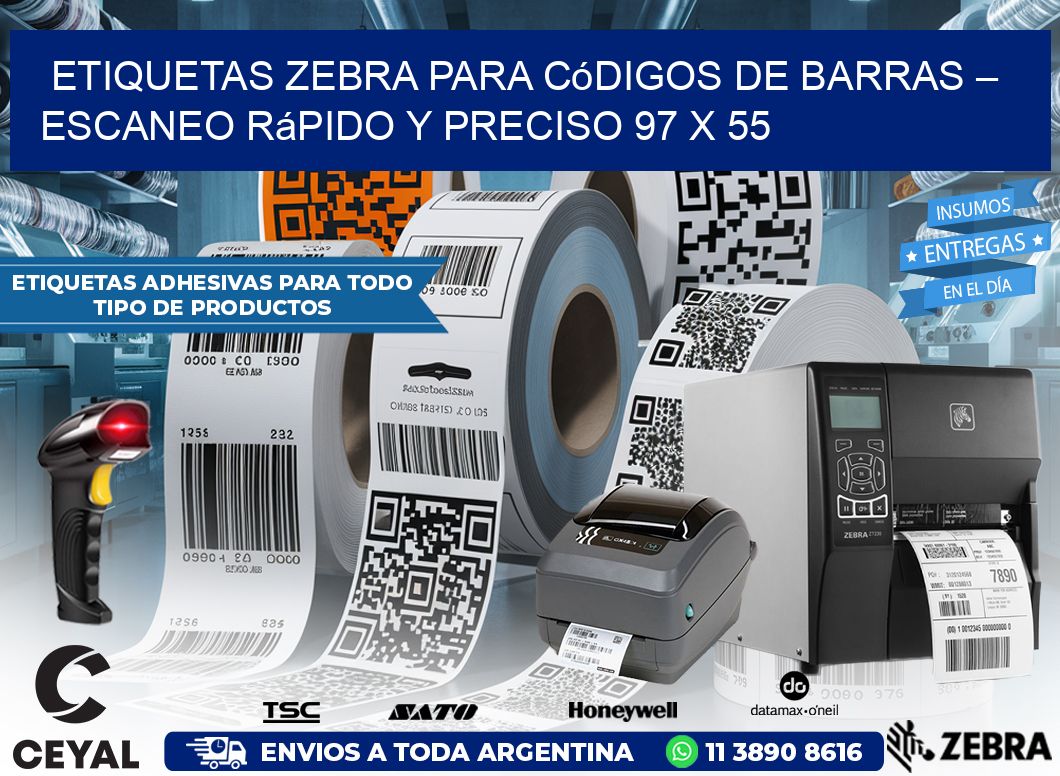 Etiquetas Zebra para Códigos de Barras – Escaneo Rápido y Preciso 97 x 55