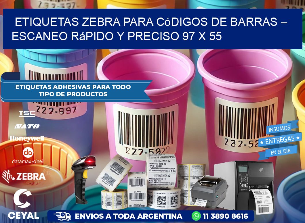 Etiquetas Zebra para Códigos de Barras – Escaneo Rápido y Preciso 97 x 55