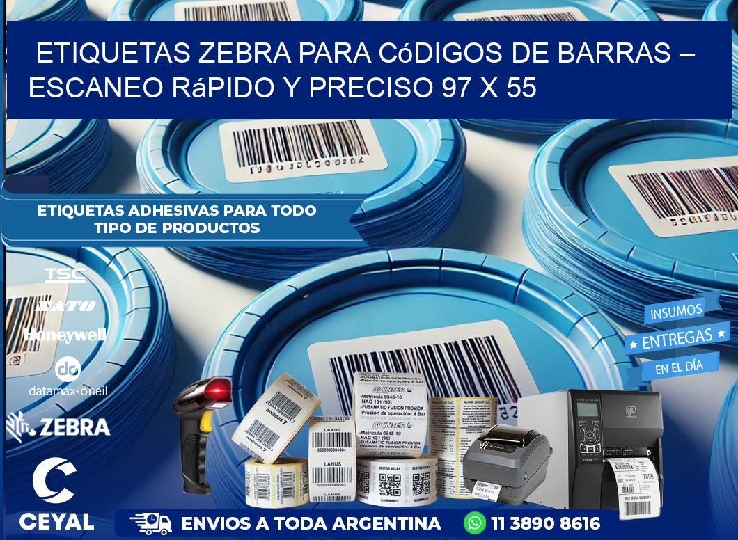 Etiquetas Zebra para Códigos de Barras – Escaneo Rápido y Preciso 97 x 55