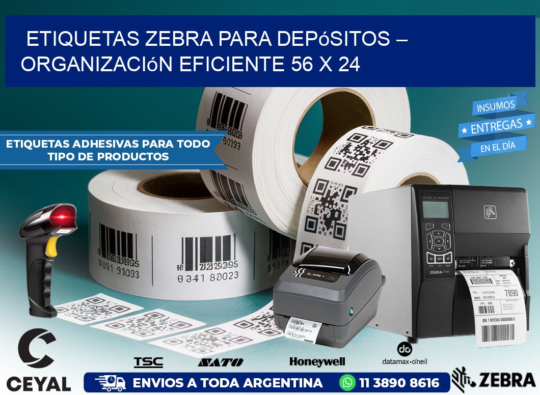 Etiquetas Zebra para Depósitos – Organización Eficiente 56 x 24
