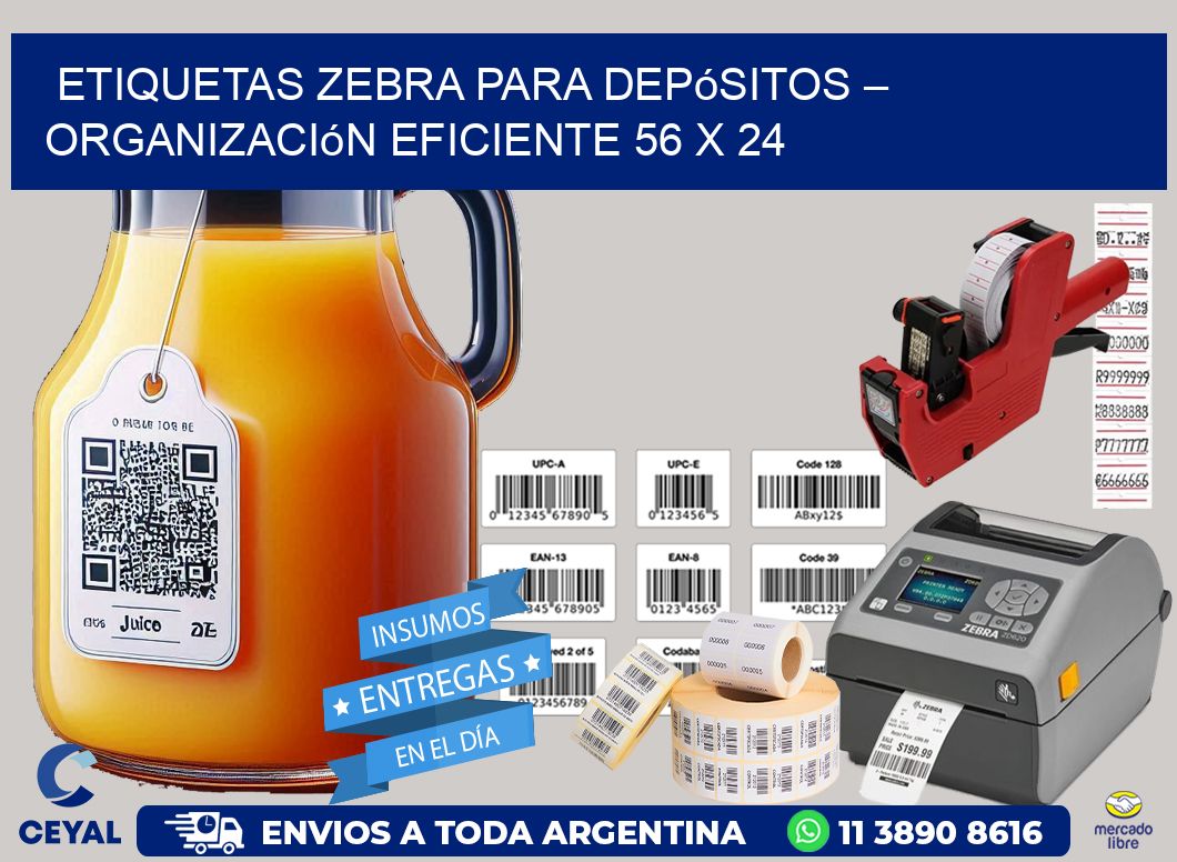 Etiquetas Zebra para Depósitos – Organización Eficiente 56 x 24