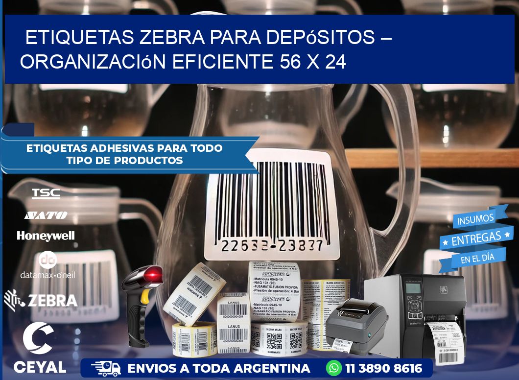 Etiquetas Zebra para Depósitos – Organización Eficiente 56 x 24
