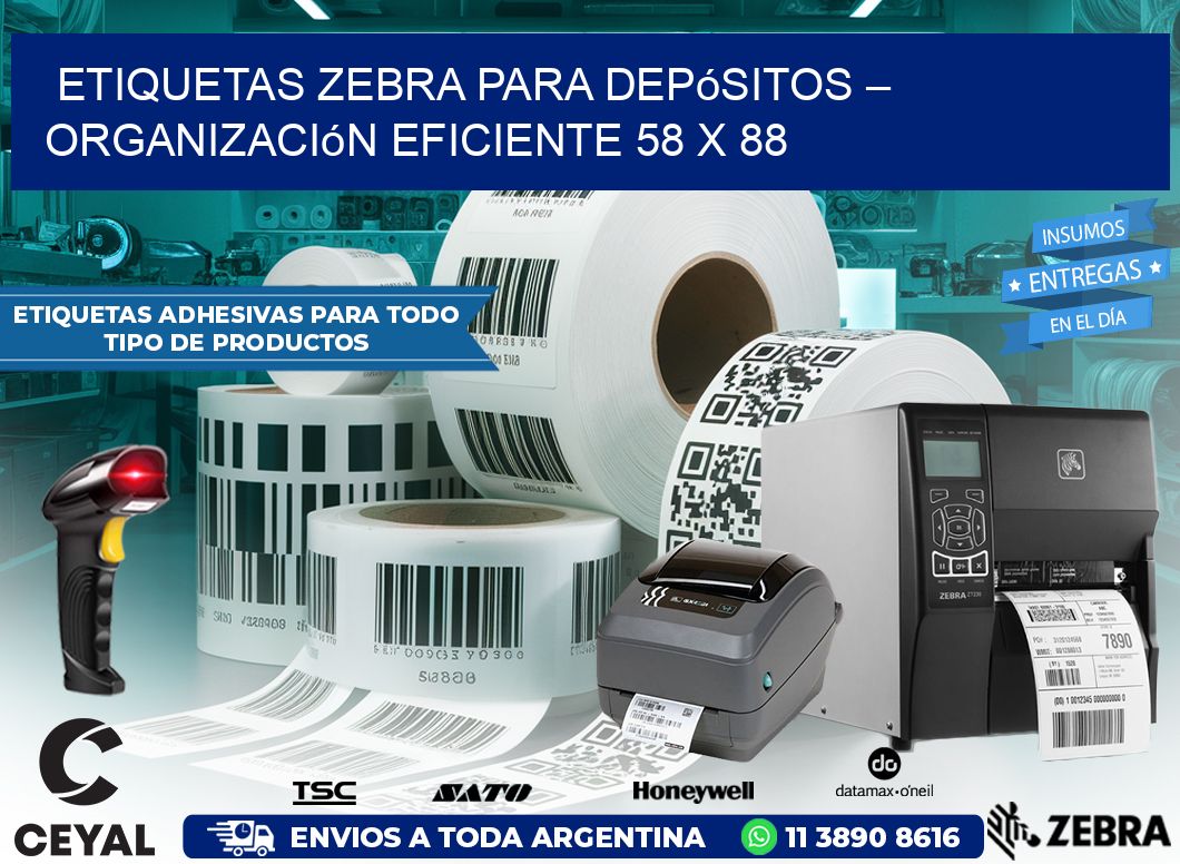 Etiquetas Zebra para Depósitos – Organización Eficiente 58 x 88