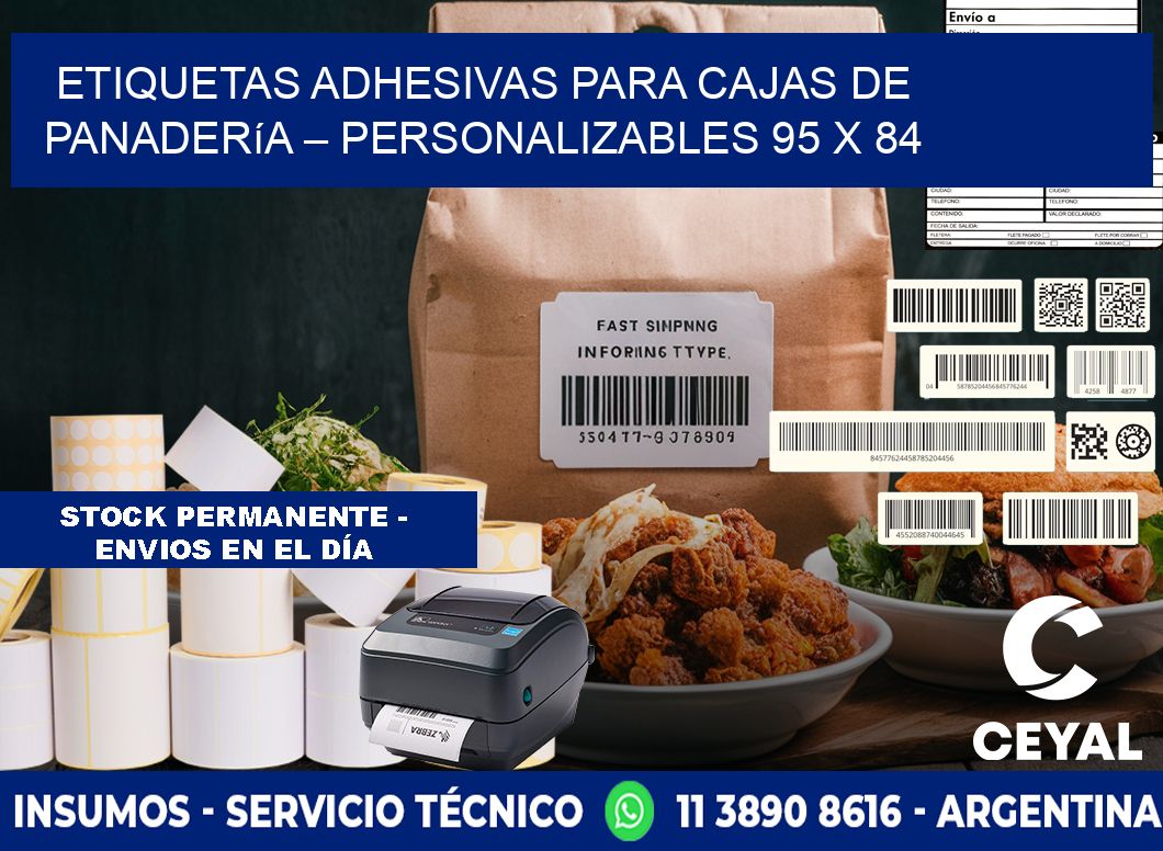 Etiquetas adhesivas para cajas de panadería – Personalizables 95 x 84