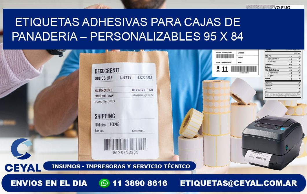 Etiquetas adhesivas para cajas de panadería – Personalizables 95 x 84