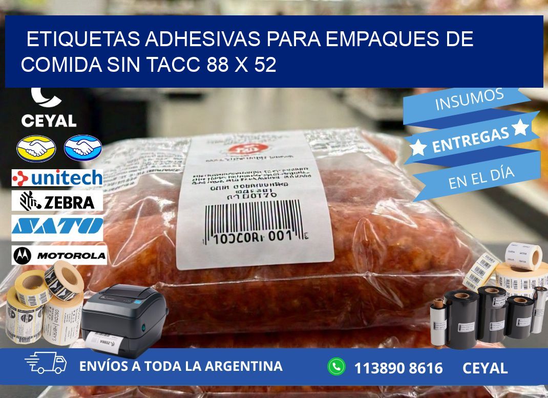 Etiquetas adhesivas para empaques de comida sin TACC 88 x 52