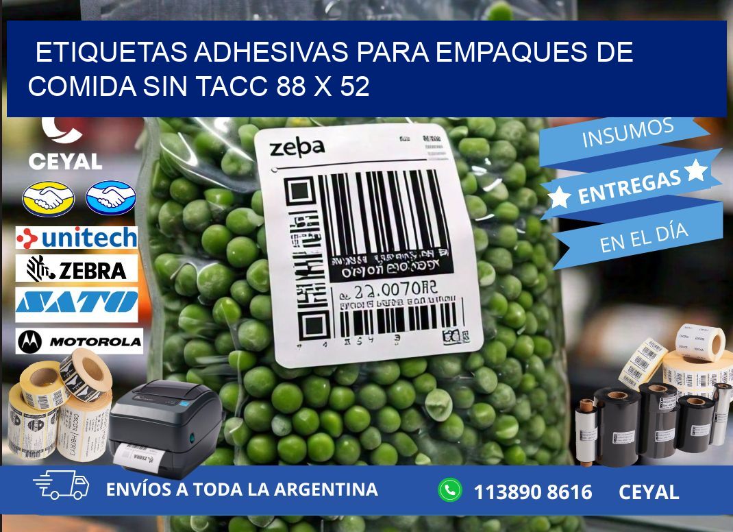 Etiquetas adhesivas para empaques de comida sin TACC 88 x 52