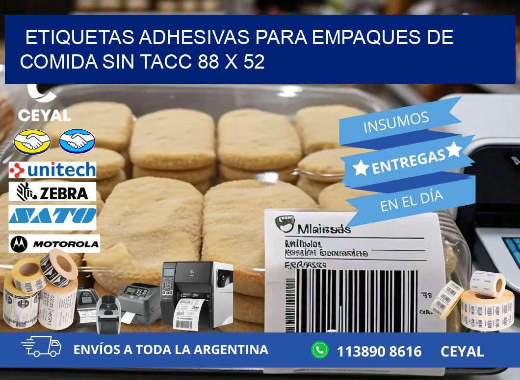 Etiquetas adhesivas para empaques de comida sin TACC 88 x 52