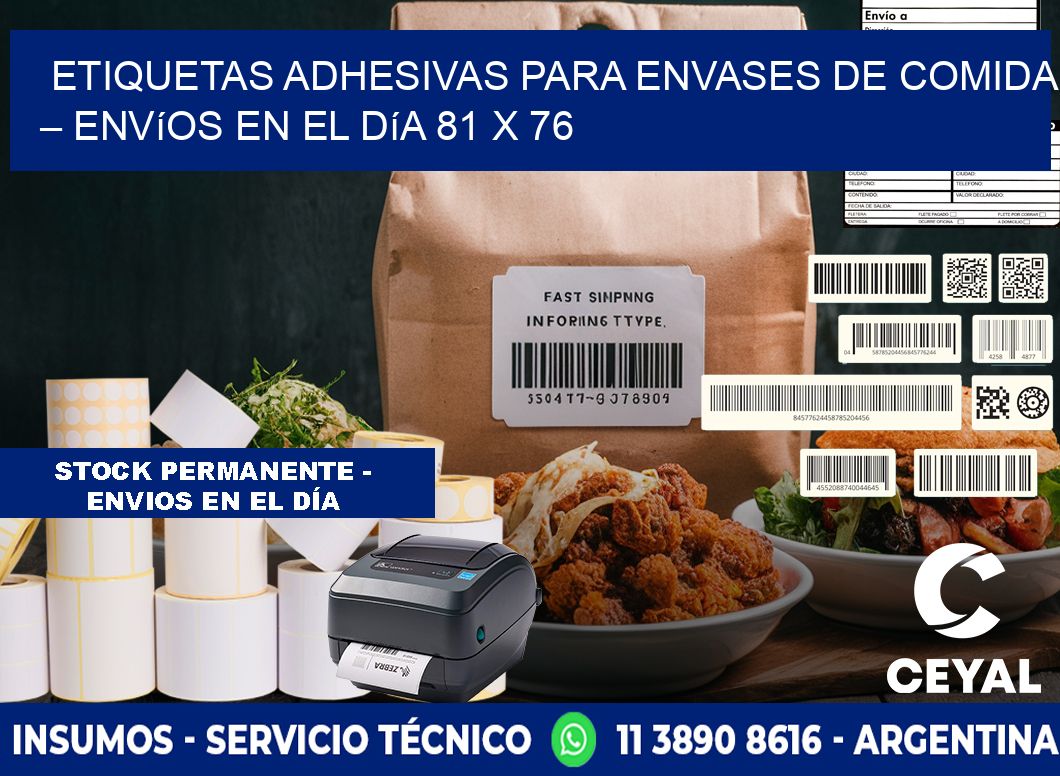 Etiquetas adhesivas para envases de comida – Envíos en el día 81 x 76