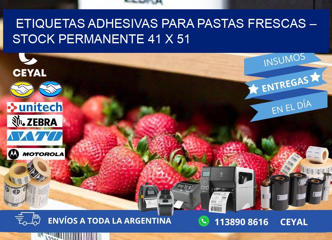 Etiquetas adhesivas para pastas frescas – Stock permanente 41 x 51