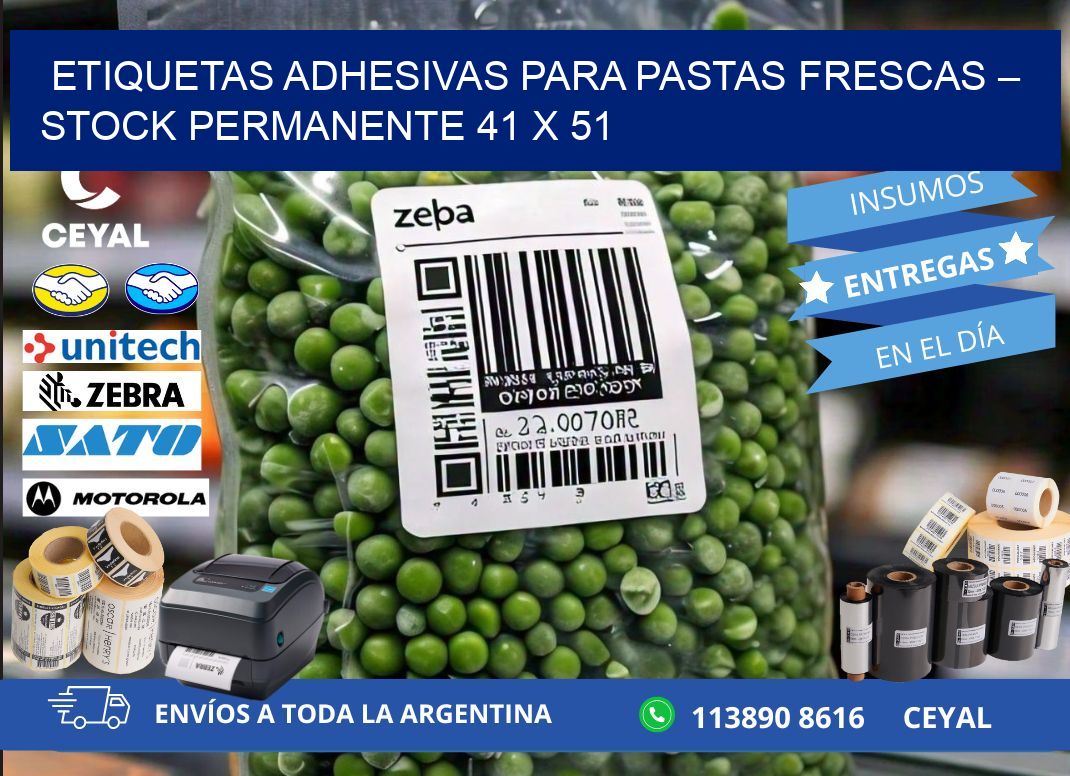 Etiquetas adhesivas para pastas frescas – Stock permanente 41 x 51