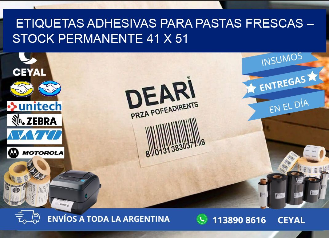 Etiquetas adhesivas para pastas frescas – Stock permanente 41 x 51