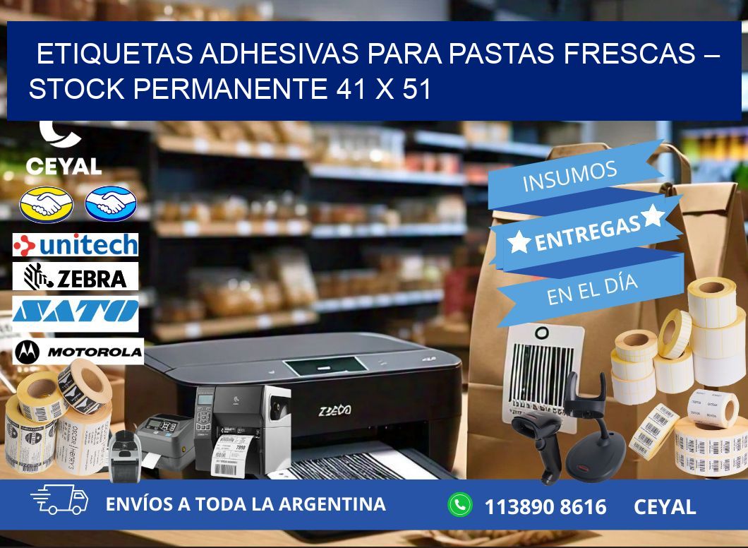 Etiquetas adhesivas para pastas frescas – Stock permanente 41 x 51