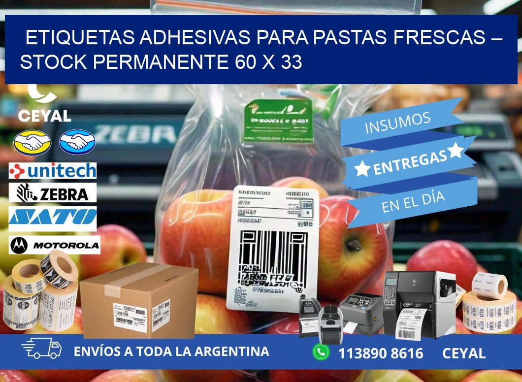 Etiquetas adhesivas para pastas frescas – Stock permanente 60 x 33