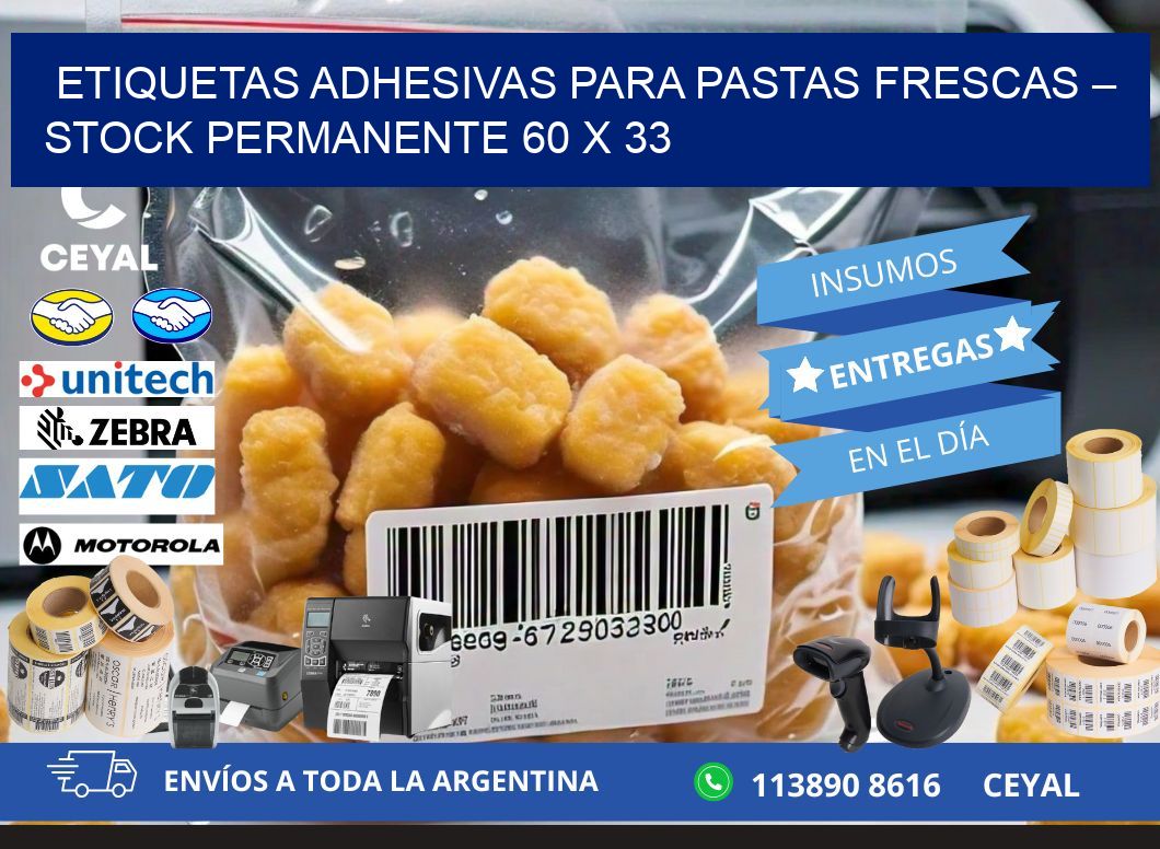 Etiquetas adhesivas para pastas frescas – Stock permanente 60 x 33