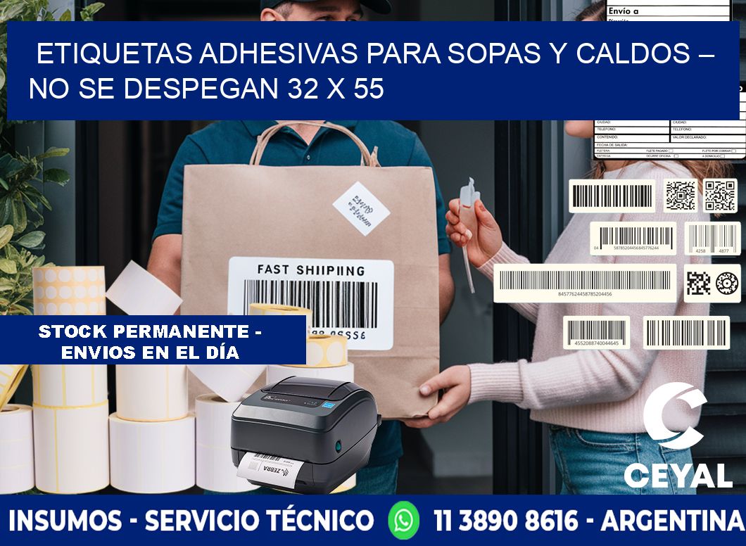 Etiquetas adhesivas para sopas y caldos – No se despegan 32 x 55