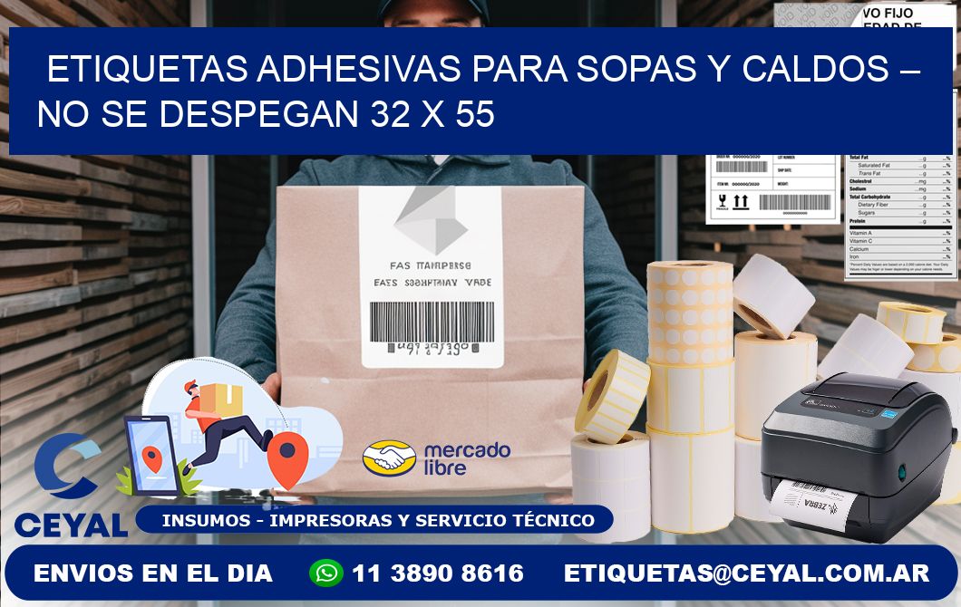 Etiquetas adhesivas para sopas y caldos – No se despegan 32 x 55