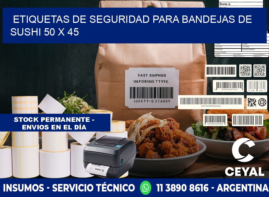 Etiquetas de seguridad para bandejas de sushi 50 x 45