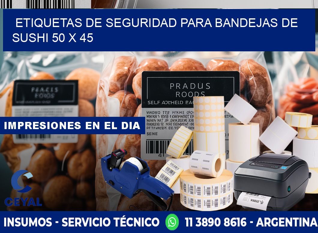 Etiquetas de seguridad para bandejas de sushi 50 x 45