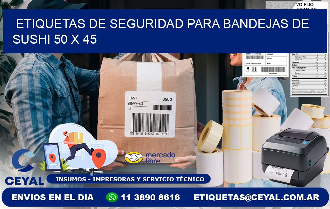 Etiquetas de seguridad para bandejas de sushi 50 x 45