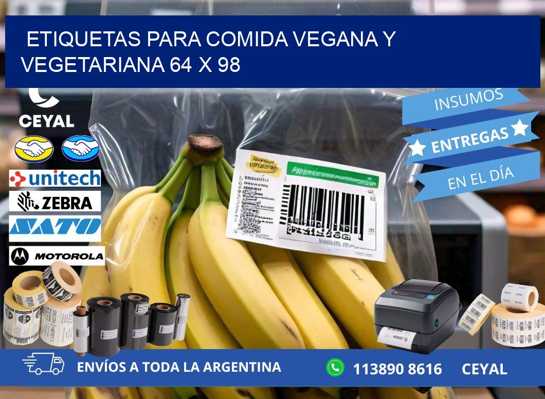 Etiquetas para comida vegana y vegetariana 64 x 98