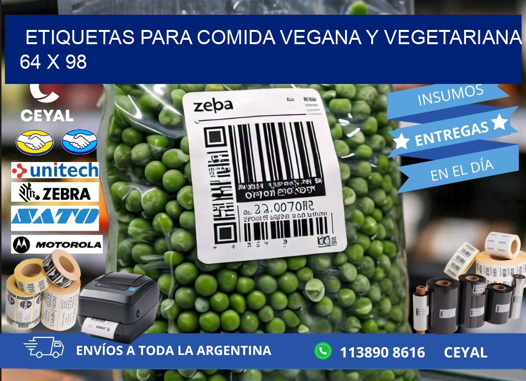 Etiquetas para comida vegana y vegetariana 64 x 98