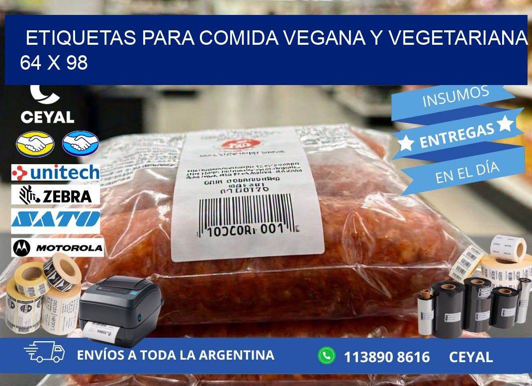 Etiquetas para comida vegana y vegetariana 64 x 98