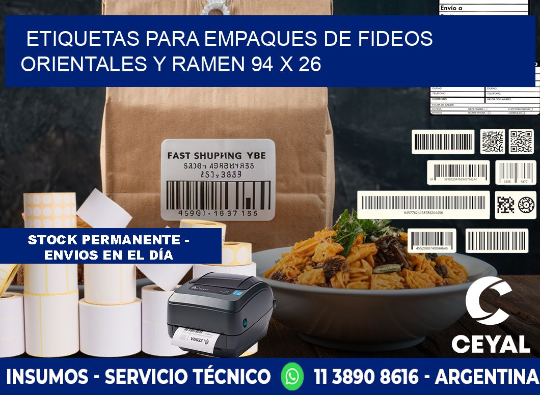 Etiquetas para empaques de fideos orientales y ramen 94 x 26