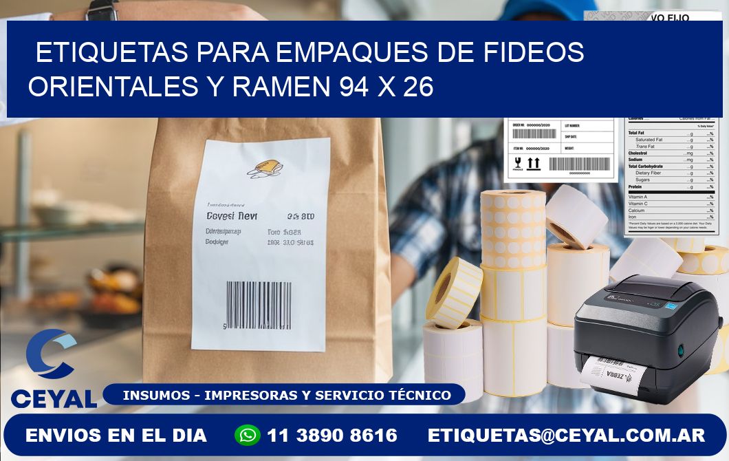 Etiquetas para empaques de fideos orientales y ramen 94 x 26