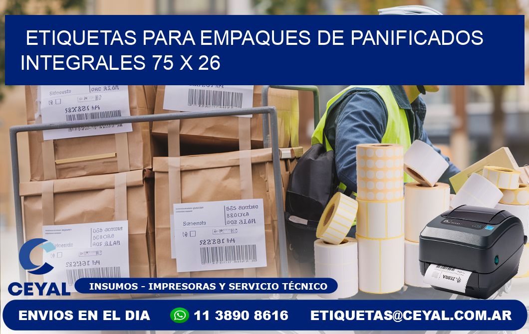 Etiquetas para empaques de panificados integrales 75 x 26