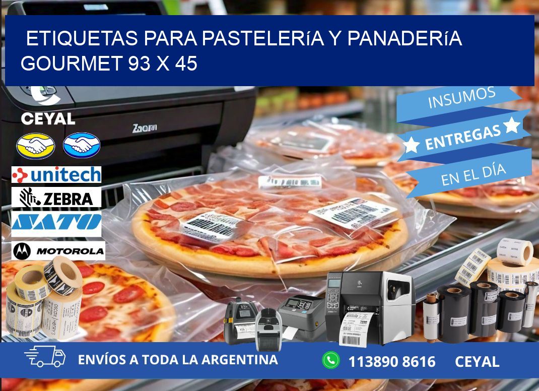 Etiquetas para pastelería y panadería gourmet 93 x 45