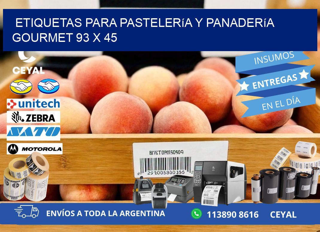 Etiquetas para pastelería y panadería gourmet 93 x 45