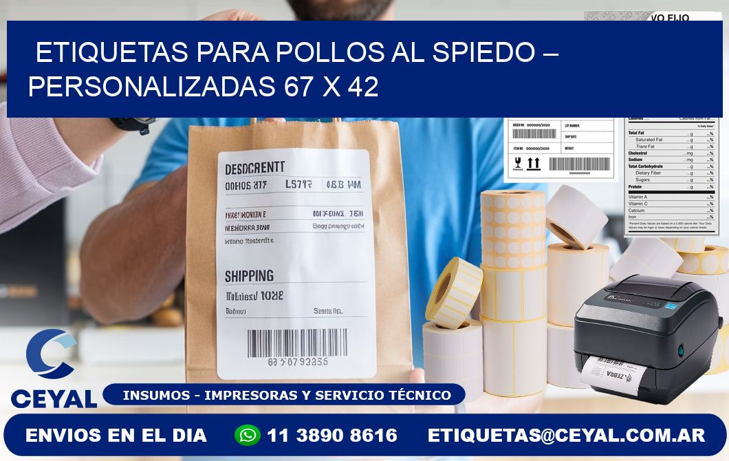 Etiquetas para pollos al spiedo – Personalizadas 67 x 42