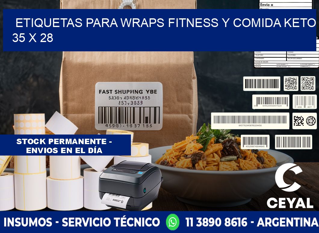 Etiquetas para wraps fitness y comida keto 35 x 28