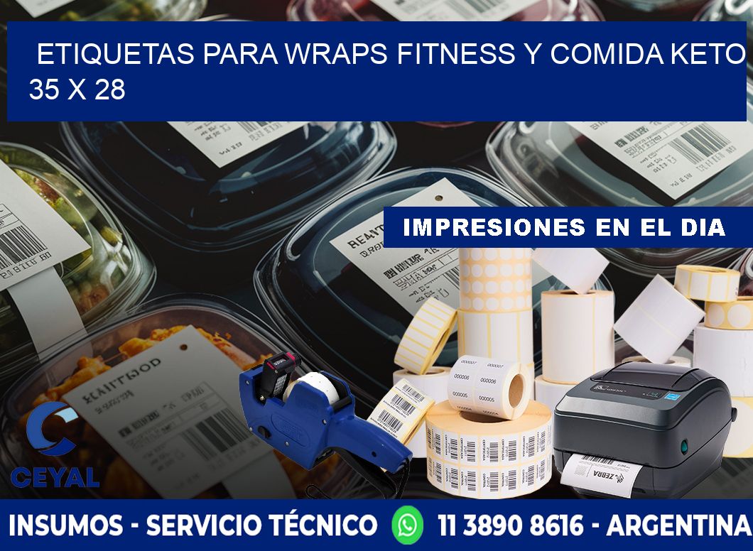 Etiquetas para wraps fitness y comida keto 35 x 28