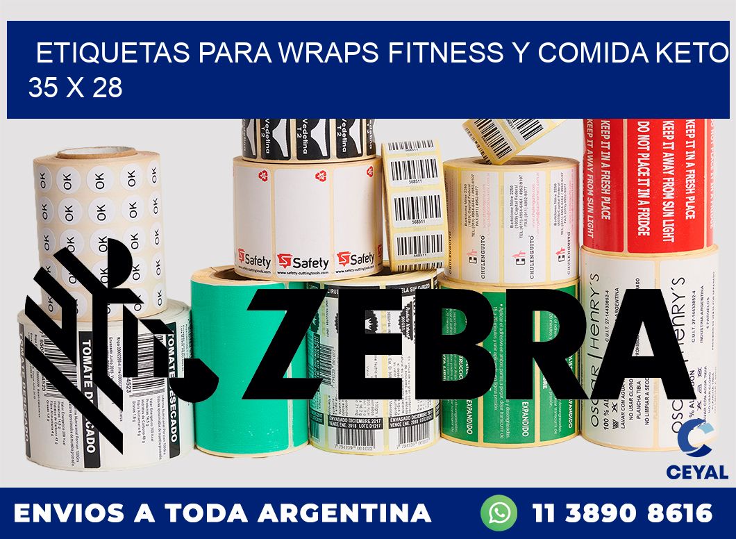 Etiquetas para wraps fitness y comida keto 35 x 28