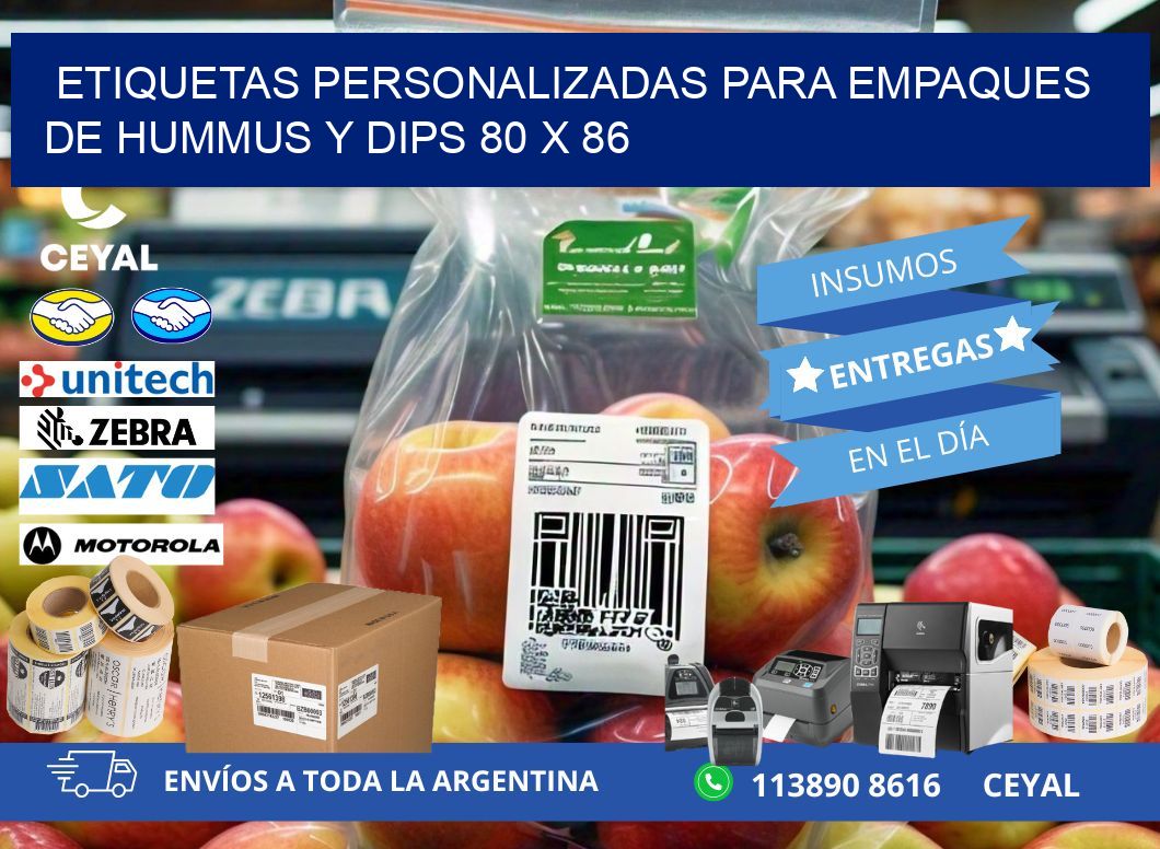 Etiquetas personalizadas para empaques de hummus y dips 80 x 86