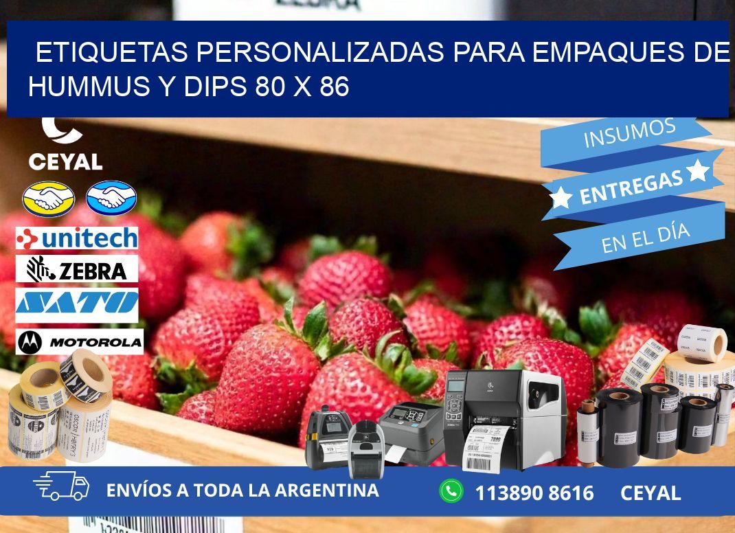 Etiquetas personalizadas para empaques de hummus y dips 80 x 86