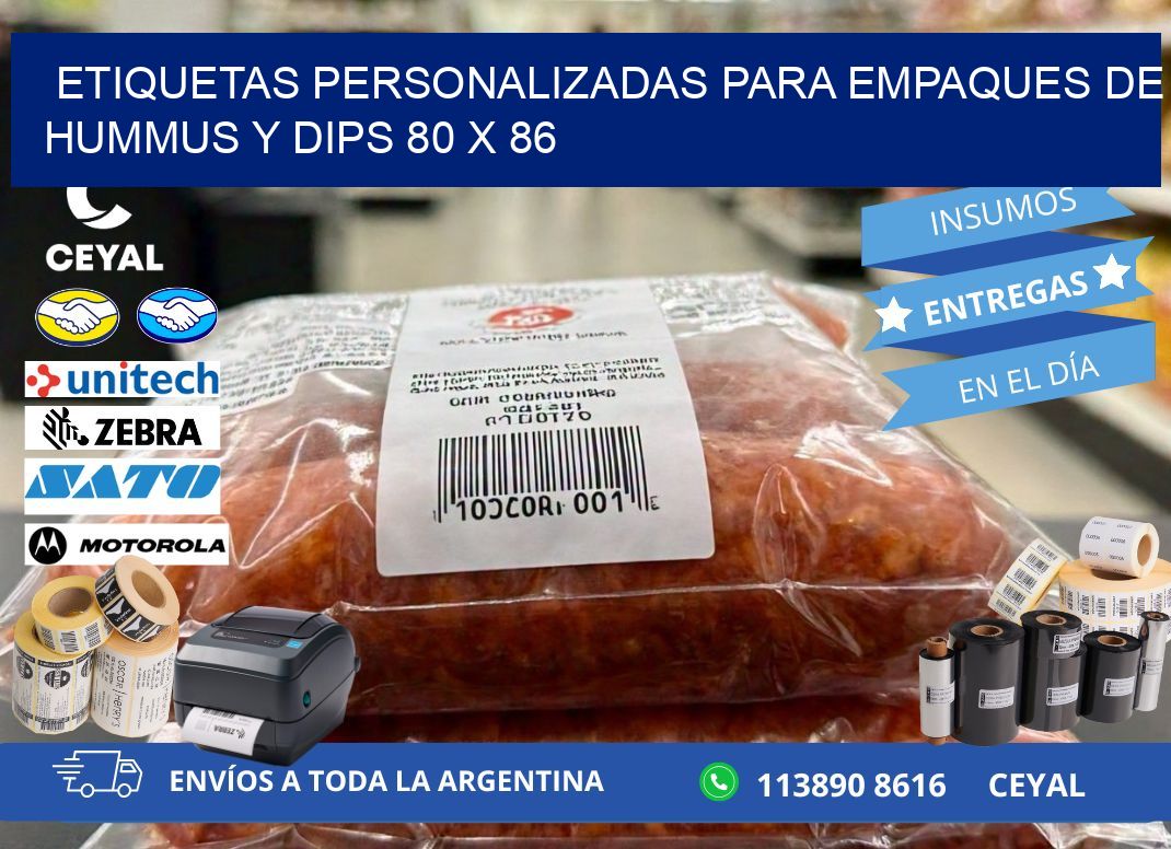 Etiquetas personalizadas para empaques de hummus y dips 80 x 86