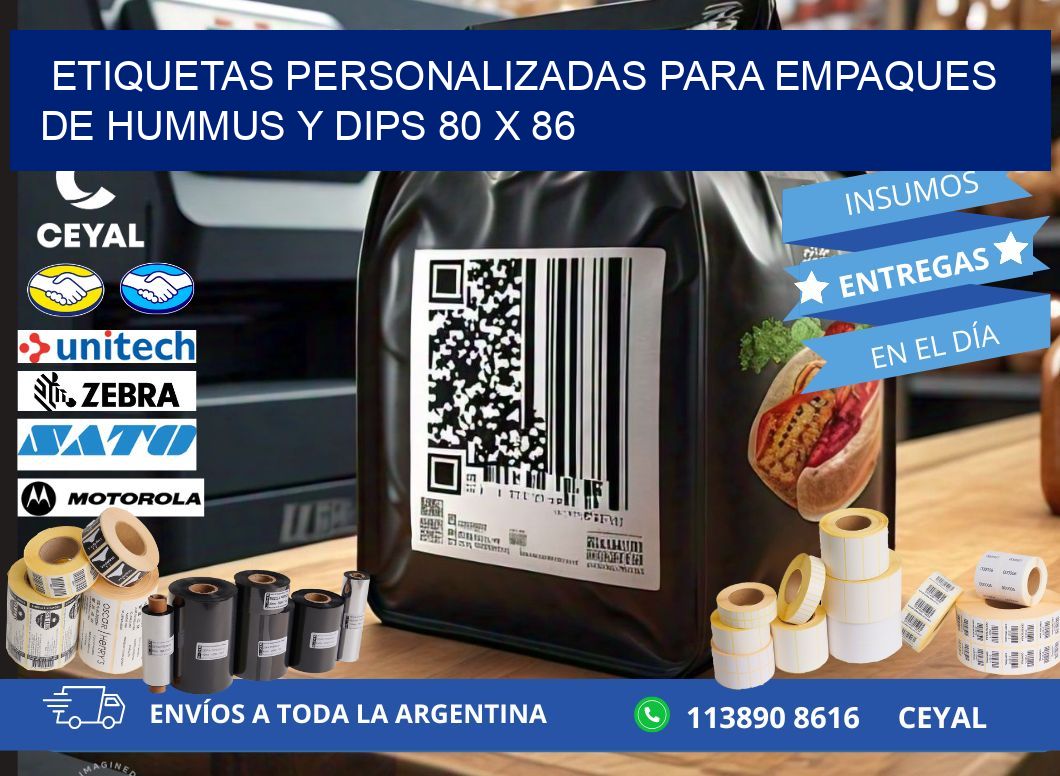 Etiquetas personalizadas para empaques de hummus y dips 80 x 86